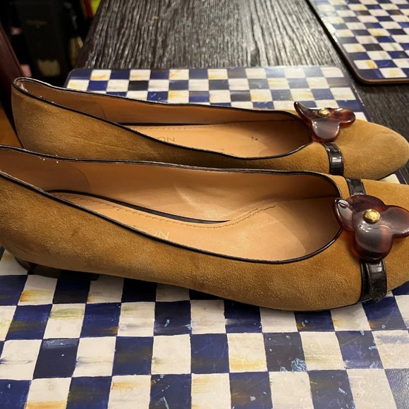 100% Authentic Louis Vuitton Suede Beige Logo Ballet Flats 41 11 - Picture 8 of 9